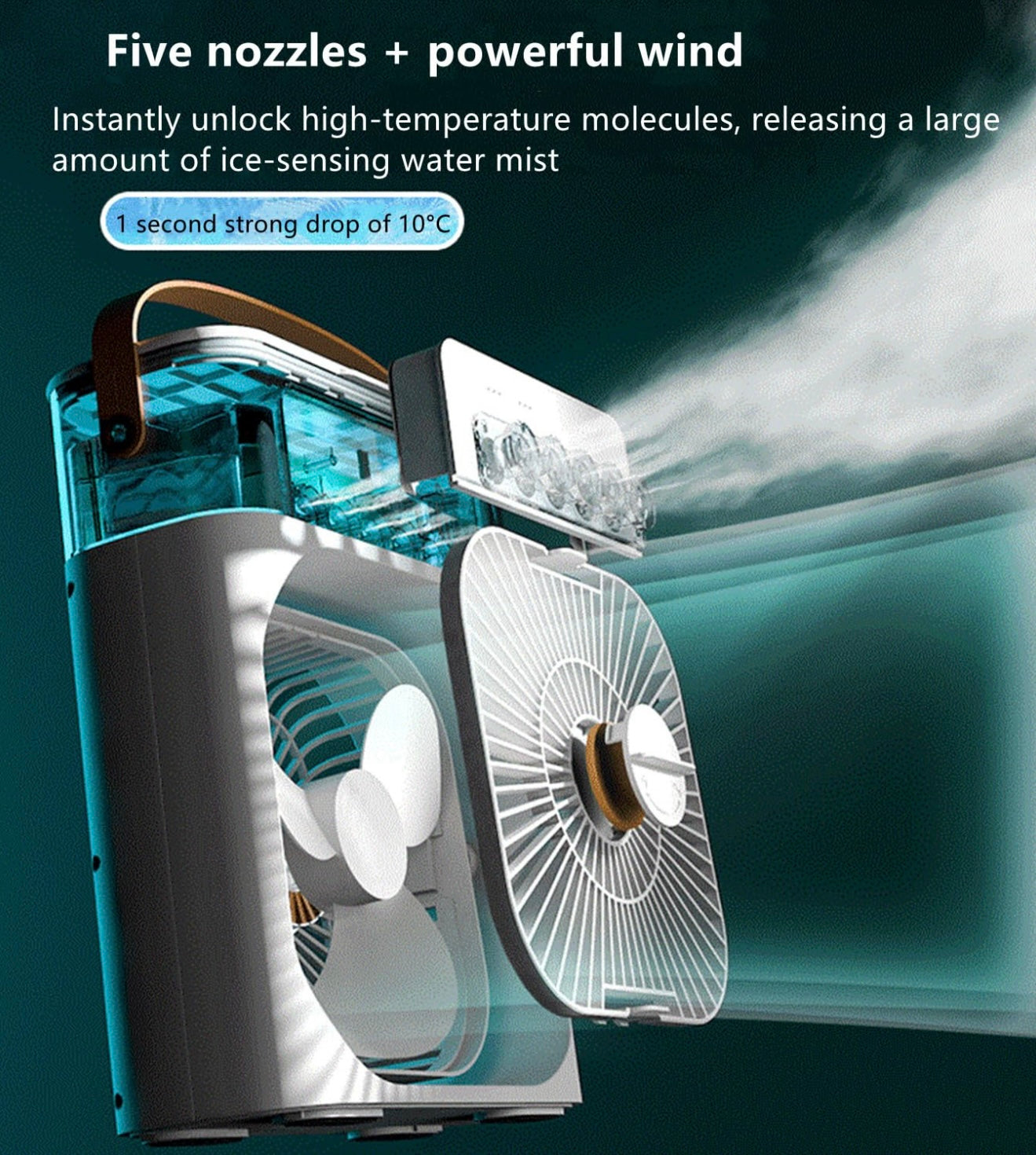 New 3-In-1 Fan, Air Conditioning, LED Night Light, Portable Humidifier