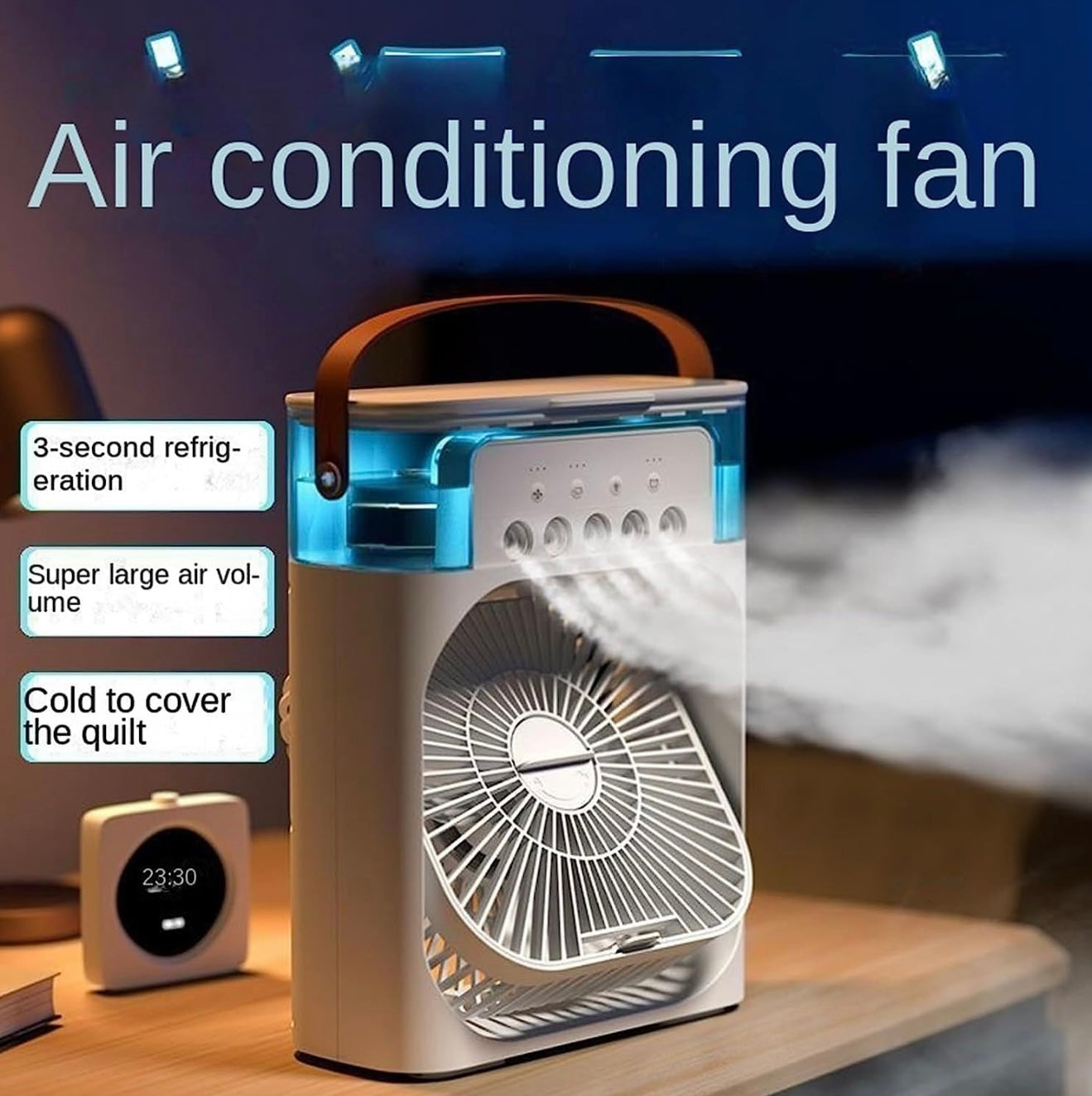 New 3-In-1 Fan, Air Conditioning, LED Night Light, Portable Humidifier