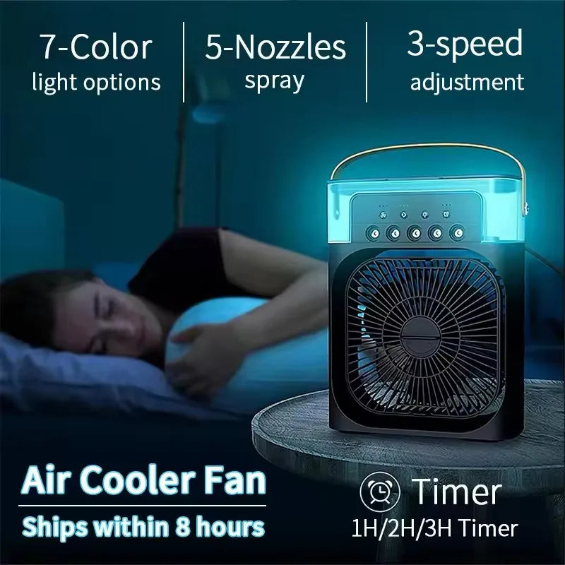 New 3-In-1 Fan, Air Conditioner, Mini Home Air Cooler, LED Night Light, Portable Humidifier, Air Conditioning Fan, Office and Ho